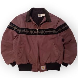 1994 Carhartt Aztec JQ0457 Plum Bomber Jacket - XL